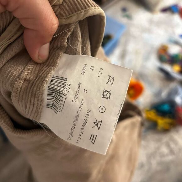 Piazza Sempione Tan Corduroy Womens Cropped Pants Size EU 44 US 10 Side Zipper - Picture 5 of 8